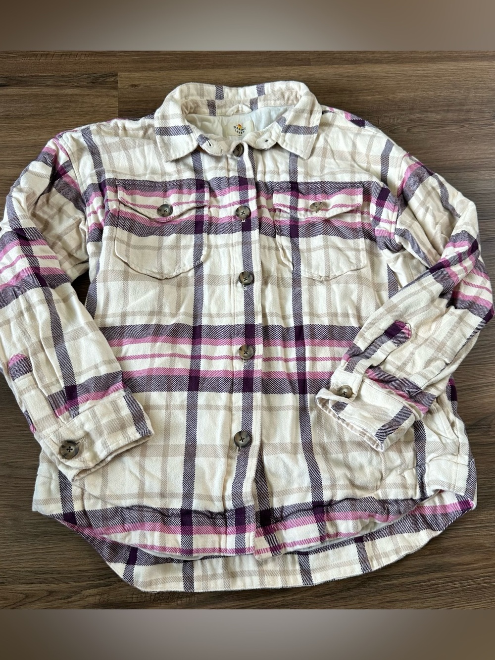 Marine Layer Bailey Flannel Shacket Women Large Button Up Chore Cotton Shirt
